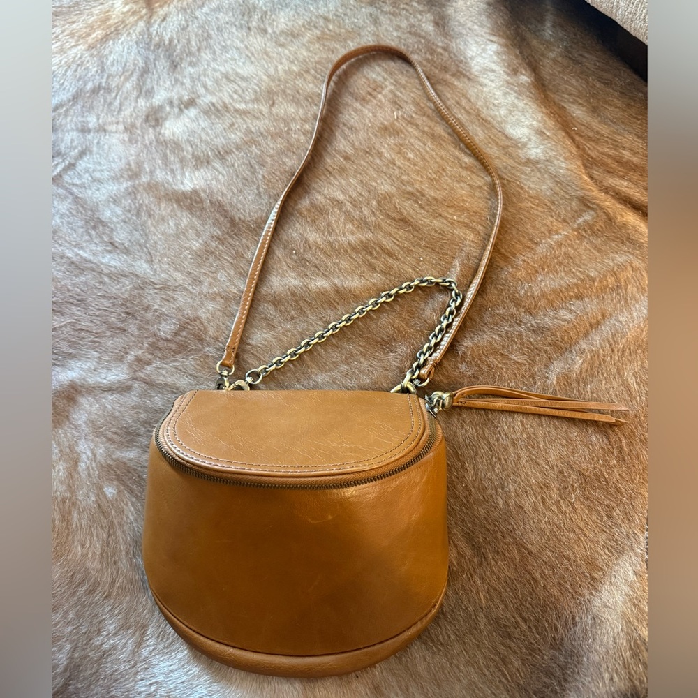 HOBO Tan Leather Crossbody Bag with gold chain